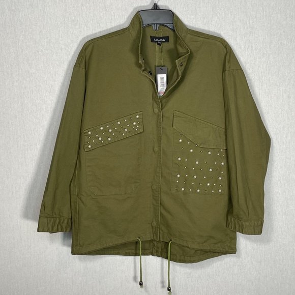 Lea & Viola pearl detail Army inspired utility jacket green M - Picture 2 of 16
